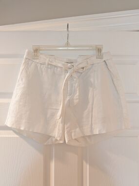 Banana Republic Cream Tie-Waist High-Rise Shorts